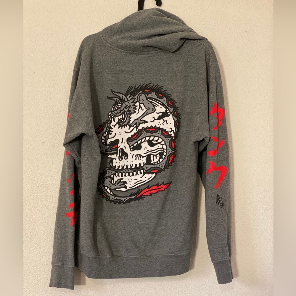 Lurking Class sketchyTank Hoodie - Grey skull - Men’s Size M